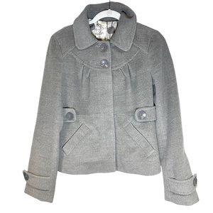 Anthropologie Tulle Gray‎ Snap Button Coat Size M
